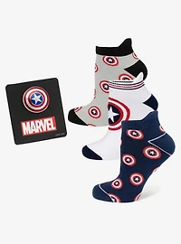 Marvel Captain America Ankle Socks 3-Pack and Lapel Pin Gift Set