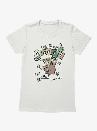 Star Wars The Mandalorian And Grogu Eat More Frog Sketch Womens T-Shirt