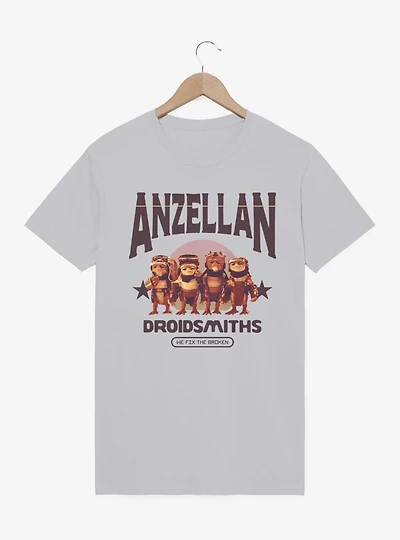 Star Wars The Mandalorian And Grogu Anzellan Droidsmith Line Up Fix Broken T-Shirt