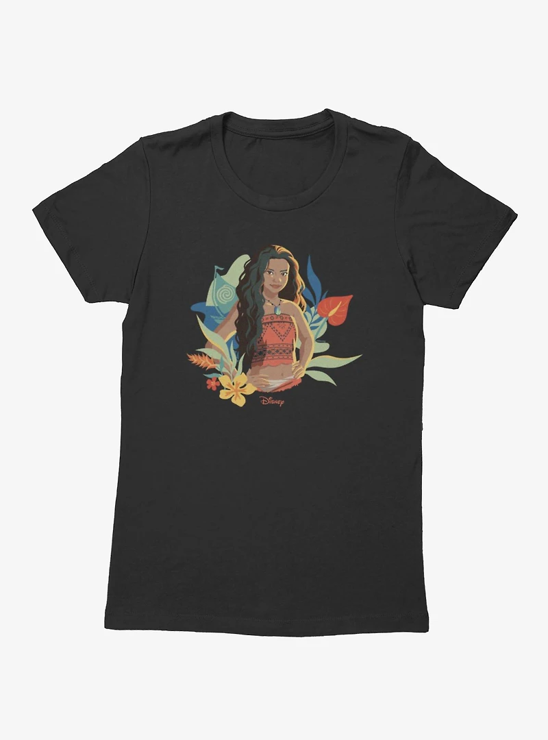 Disney Moana Floral Portrait Womens T-Shirt