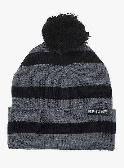 Murder Drones Uzi Striped Pom Pom Beanie