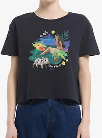 Disney Moana Go With The Flow Womens Boxy Crop T-Shirt