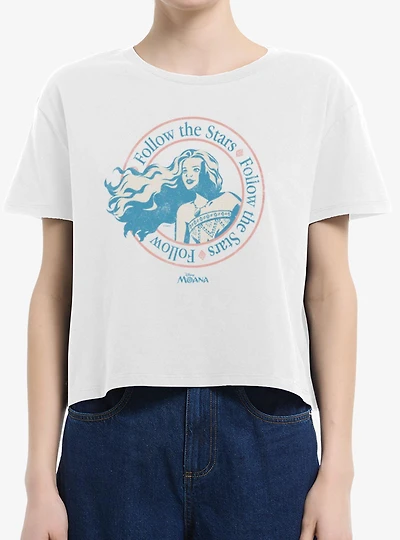 Disney Moana Follow The Stars Crest Womens Boxy Crop T-Shirt Box Lunch Exclusive