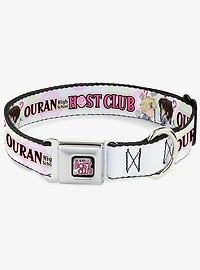 Ouran High School Host Club Chibi Tamaki and Haruhi Pose Logo White Seatbelt Buckle Dog Collar