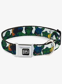 Cowboy Bebop Crew Group Pose and Logo White Black Seatbelt Buckle Dog Collar