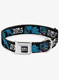 Cowboy Bebop Title and Character Blocks Black Blues Seatbelt Buckle Dog Collar