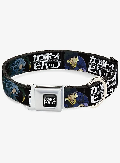 Cowboy Bebop Spike and Vicious Pose Logo Black Blues Seatbelt Buckle Dog Collar