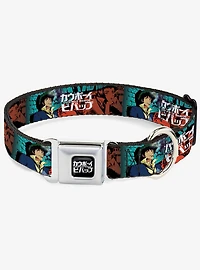 Cowboy Bebop Spike and Faye Brick Pose Logo Blues Seatbelt Buckle Dog Collar