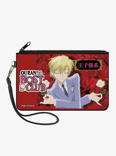 Ouran High School Host Club Tamaki Suoh White Rose Pose and Title Zip Clutch Wallet