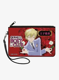 Ouran High School Host Club Tamaki Suoh White Rose Pose and Title Zip Clutch Wallet
