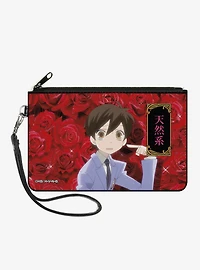 Ouran High School Host Club Haruhi Pointing Pose with Red Roses Zip Clutch Wallet