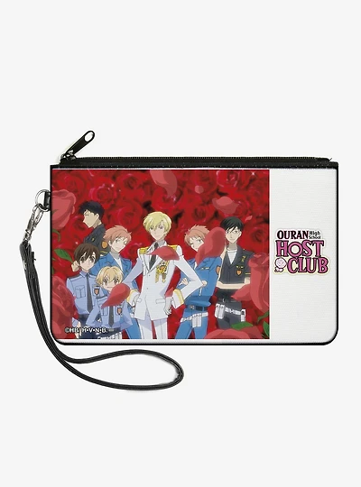 Ouran High School Host Club Seven Member Rose Petals Group Pose and Logo Zip Clutch Wallet