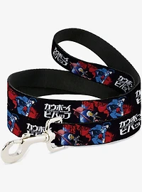 Cowboy Bebop Spike Pose and Crew Collage Title Black Dog Leash
