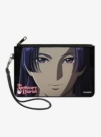 The Apothecary Diaries Jinshi Face Close Up and Title Black Zip Clutch Wallet