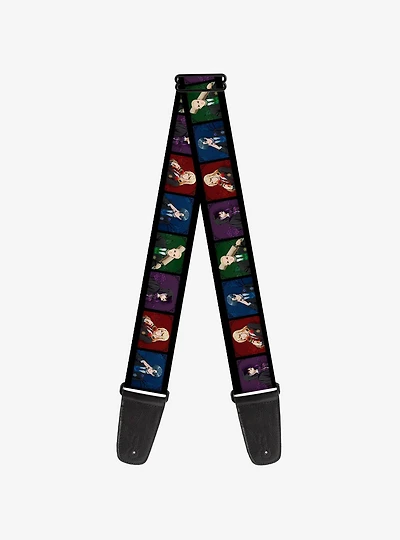 Black Butler House Head Pose Blocks Black Multi Guitar Strap