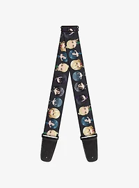 Black Butler Six Chibi Characters Poses Black Guitar Strap