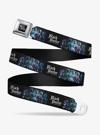 Black Butler Five Character Group Pose and Title Seatbelt Buckle Belt