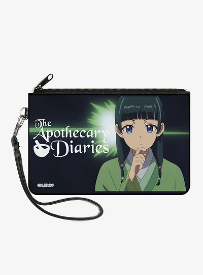 The Apothecary Diaries Maomao Thinking Pose and Logo Black Zip Clutch Wallet