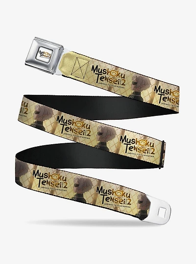 Mushoku Tensei Jobless Reincarnation Guardian Fitz Pose and Title Tan Seatbelt Buckle Belt