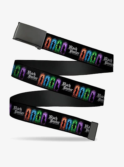 Black Butler House Heads Silhouettes and Logo Multi Clamp Buckle Belt