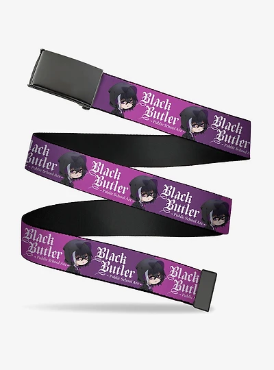 Black Butler Chibi Violet Gregory Pose and Title Clamp Buckle Belt