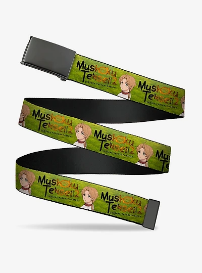 Mushoku Tensei Jobless Reincarnation Rudeus Greyrat Pose and Title Green Clamp Buckle Belt