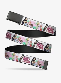 Ouran High School Seven Character Group Pose and Logo White Clamp Buckle Belt