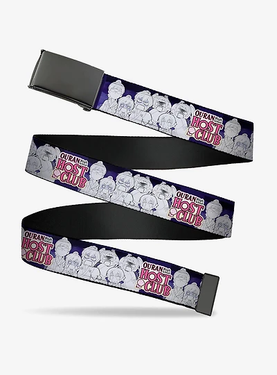 Ouran High School Host Club Character Doodle and Logo Violet Clamp Buckle Belt