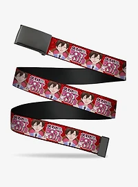 Ouran High School Host Club Haruhi Smiling Pose with Roses and Logo Clamp Buckle Belt