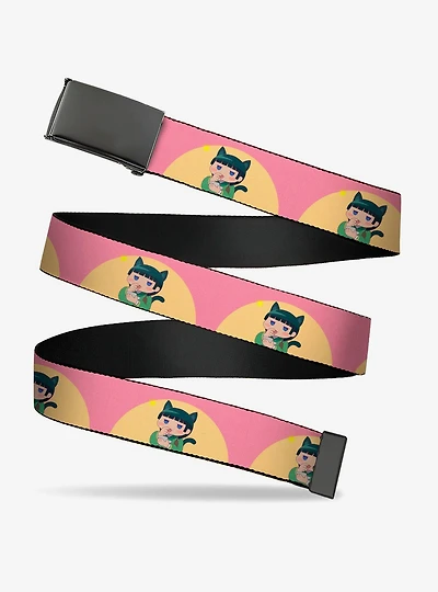 The Apothecary Diaries Chibi Maomao Cat Pose Pink Clamp Buckle Belt