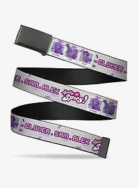 Totally Spies! Clover Sam Alex Pose and Text White Blue Clamp Buckle Belt