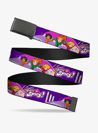 Totally Spies! Group Action Pose and Logo Blue Multi Clamp Buckle Belt