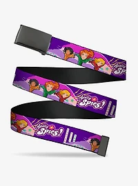 Totally Spies! Group Action Pose and Logo Blue Multi Clamp Buckle Belt