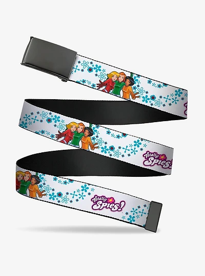 Totally Spies! Group Pose and Flowers White Blues Clamp Buckle Belt