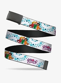 Totally Spies! Group Pose and Flowers White Blues Clamp Buckle Belt