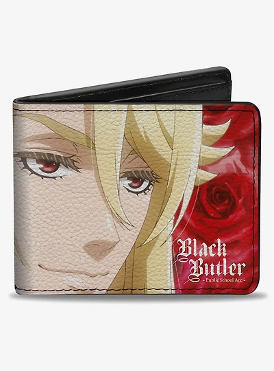 Black Butler Edgar Redmond Red Rose Pose and Face Bifold Wallet