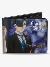 Black Butler Lawrence Bluewer Gentian Face and Pose Blues Bifold Wallet