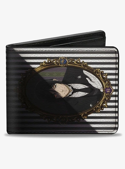 Black Butler Ciel and Sebastian Portrait Shadows Striping Bifold Wallet