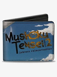 Mushoku Tensei Jobless Reincarnation Rudeus Greyrat Aqua Heartia Scene and Logo Bifold Wallet