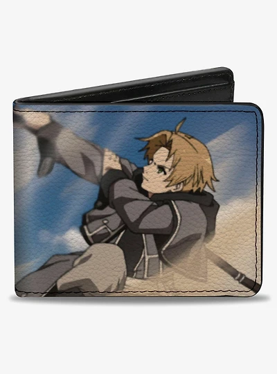 Mushoku Tensei Jobless Reincarnation Rudeus Greyrat Action Scene and Title Bifold Wallet
