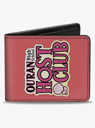 Ouran High School Host Club Red Roses Character Group Pose and Logo Bifold Wallet