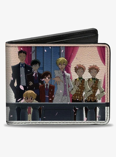 Ouran High School Host Club Balcony Group Pose and Title White Bifold Wallet