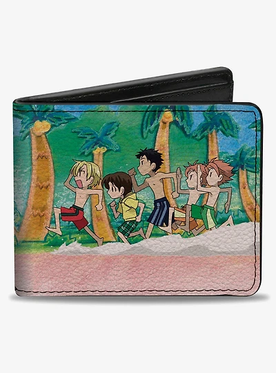 Ouran High School Host Club Beach Run Group Pose and Title Pink Bifold Wallet