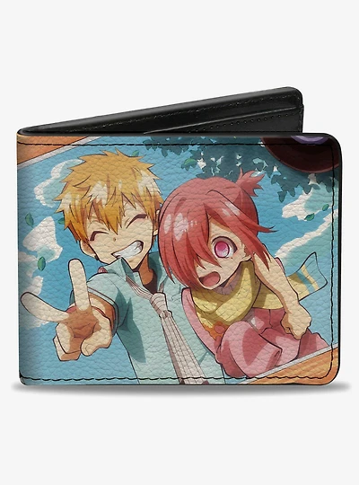 Toilet Bound Hanako-Kun Kou and Mitsuba Peace Pose Blues Bifold Wallet