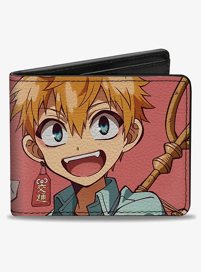 After School Hanako-Kun Kou and Nene Smiling Pose Pink Bifold Wallet