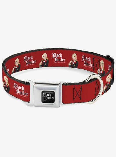 Black Butler Edgar Redmond Pose and Title Red Seatbelt Buckle Dog Collar