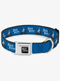 Black Butler Lawrence Bluewer Pose and Title Blue Seatbelt Buckle Dog Collar