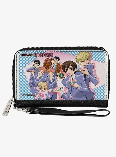 Ouran High School Host Club Seven Character Sushi Dining Pose Pink Blue Zip Around Wallet