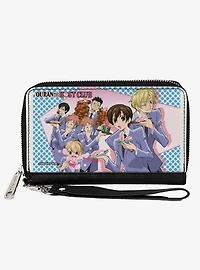 Ouran High School Host Club Seven Character Sushi Dining Pose Pink Blue Zip Around Wallet