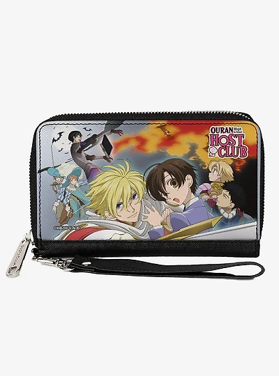 Ouran High School Host Club Character Scenes Collage and Logo Zip Around Wallet